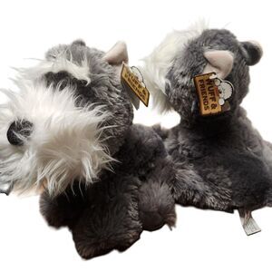 Aurora Wuff & Friends Twin Grey Dog Plush Toys Lot of 2